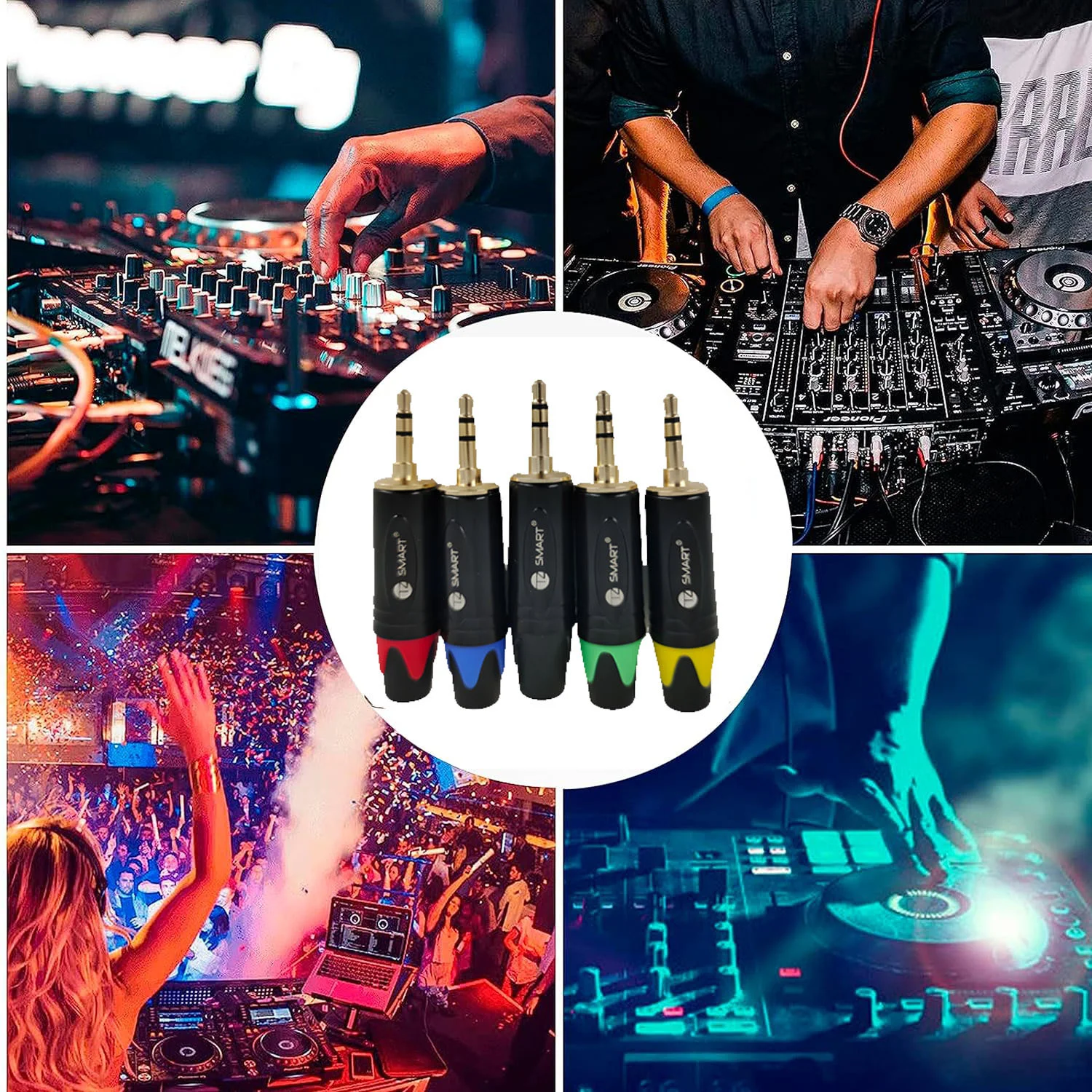 TZ SMART 3.5mm Aux Connector Headphone Jack, 3 POLE, Metal Audio jack AUX PIN (Multicolor) 5pcs